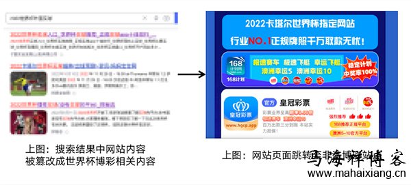 搜索结果中展现不属于网站的非法页面、非法违规标题和摘要等 网站被黑操作指南:网站被黑应该怎么做?-马海祥博客